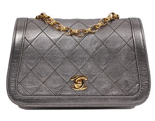 Chanel Metallic Silver Flap Bag Gold Bijoux 1989