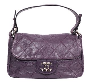 Chanel Purple Metallic Calfskin Flap Bag 2009