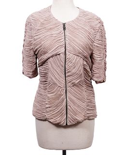 Burberry London Ruched Tan Blouse Size 10