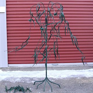 19TH C.GREEN-PAINTED IRON TREE OF LIFE