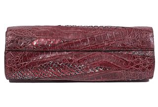 Nancy Gonzalez Burgundy Metallic Crocodile Clutch
