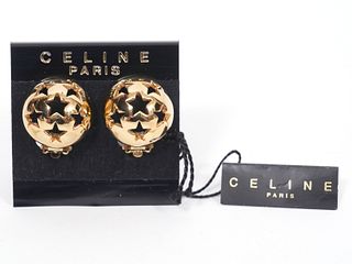 Celine Open Star Button Clip On Earrings Italy NEW