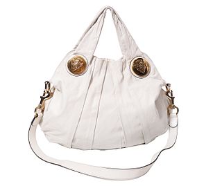 Gucci Vintage White Pleated Leather Hand Bag
