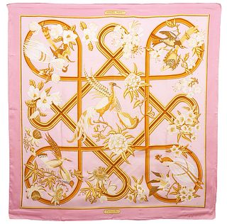 Hermes Cariabes Pink Silk Scarf 90cm