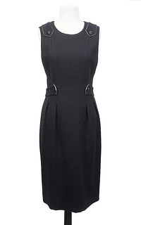 Chanel Black Wool Sleeveless Shift Dress Size 40