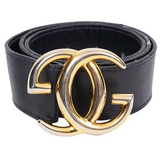 Gucci Black GG Gold Vintage Belt