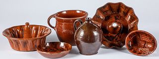 Six pieces of American redware
