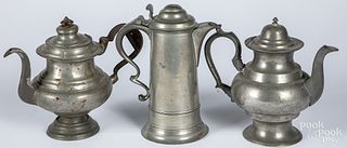 Two American pewter coffeepots, etc.
