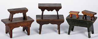 Seven miniature footstools