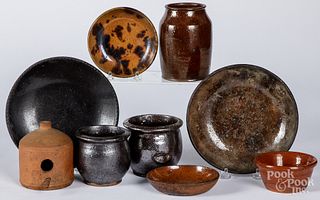 Nine pieces of American redware