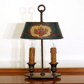 FRENCH TOLE PAINTED BOUILLOTEE LAMP