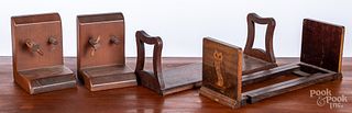 Three sets of wood bookends