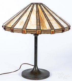 Leaded glass table lamp, early 20th c.