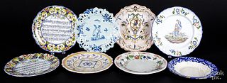Eight Delft and faience plates
