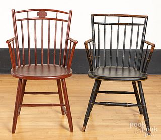 Two birdcage Windsor armchairs, 19th c.