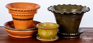 Three Stahl redware flower pots