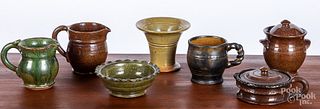 Seven pieces of Stahl redware