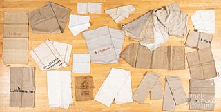 Early linen yardage and grain feed bags