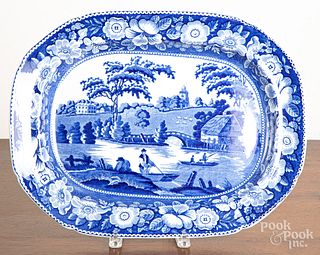 Blue Staffordshire English scenery platter
