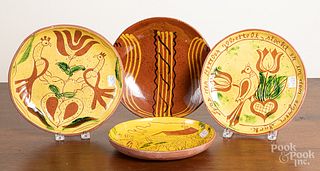 Four Breininger redware plates