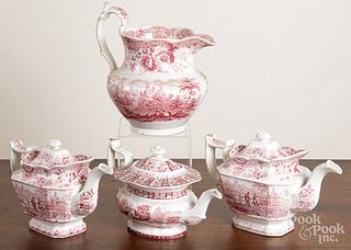 Red Staffordshire Tyrolean pitcher, etc.