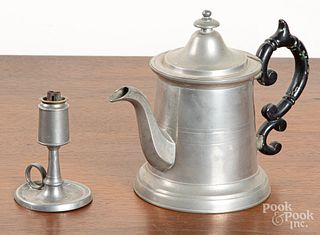 Boston pewter teapot, etc.