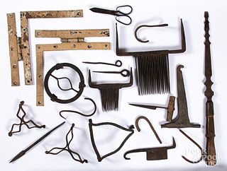 Group of iron tools and accessories