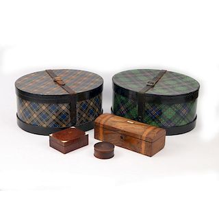 (5pc) TARTAN HAT AND OTHER BOXES