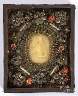 Continental wax and metallic thread reliquary