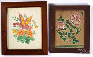 Two Pennsylvania watercolor flower drawings