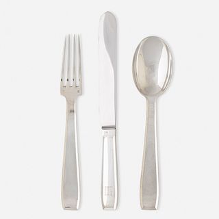 Tétard Frères and Christofle, Art Deco flatware service with fitted canteen