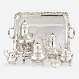 Tétard Frères, six-piece tea and coffee service with tray