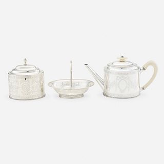 Hester Bateman, George III teawares, collection of three