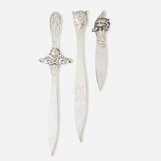 George W. Shiebler & Co., animal form letter openers, collection of three