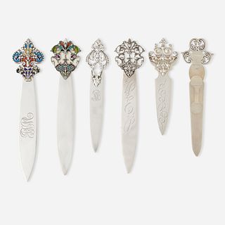 George W. Shiebler & Co., collection of six letter openers