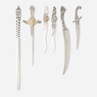 George W. Shiebler & Co., Etruscan, Greek, or classical letter openers, collection of six