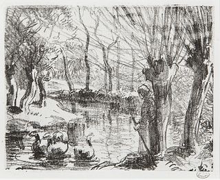 Camille Pissarro (French, 1830-1903)      Gardeuse d'oies