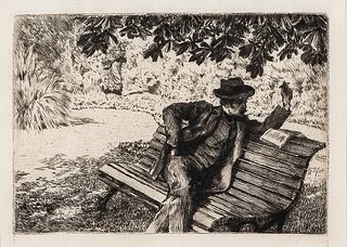 James Jacques Joseph Tissot (French, 1836-1902)      Denoisel, lecture dans le jardin