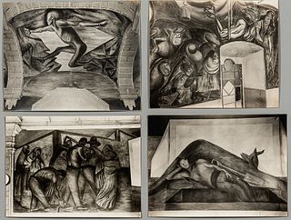 Tina Modotti (Italian, 1896-1942)      Four Photographs of José Clemente Orozco's Scene della Rivoluzione