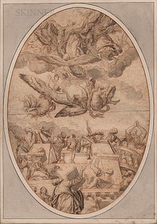 School of Paolo Veronese (Italian, 1528-1588)      The Assumption of the Virgin, A Study for a Ceiling Decoration