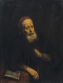 School of Abraham van Dyck (Dutch, 1635-1672)      Portrait of an Ancient Bearded Man in a Red Skull Cap