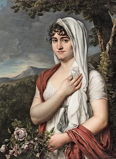 J. Moriès (French, c. 1760-c. 1812)      Woman in a White Headscarf Holding Flowers