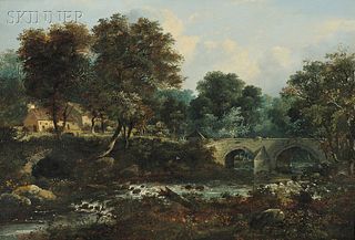 Manner of John Constable (British, 1776-1837)      The Old Cramond Bridge on the Almond Near Barnton, Edinburgshire...