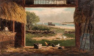 Frank Henry Shapleigh (American, 1842-1906)      View Through the Barn Door to the Sea