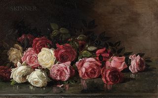 Benjamin Champney (American, 1817-1907)      Still Life with Roses
