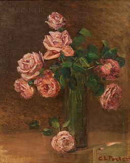 Charles Ethan Porter (American, 1847-1923)      Still Life with Pink Roses