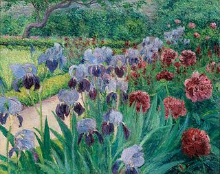 Mariquita Gill (American, 1861-1915)      Garden Scene with Iris and Peonies