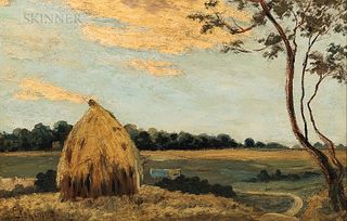 Louis Michel Eilshemius (American, 1864-1941)      Landscape with Haystack