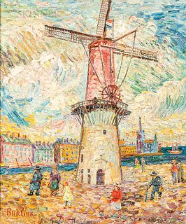 David Davidovich Burliuk (Ukrainian/American, 1882-1967)      Windmill at Rotterdam