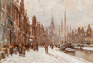 Willem Hendrick Eickelberg (Dutch, 1845-1920)      Winter Cityscape